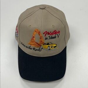 Tan and Black Embroidered Cap